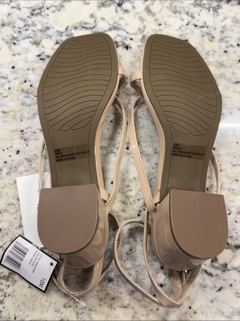 Patent Nude Low Block Heel Slingback Sandals - Picture 6 of 12
